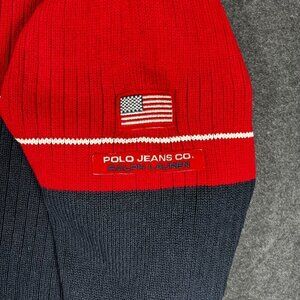 Vintage Polo Jeans Ralph Lauren Sweater XL Red Blue EUC